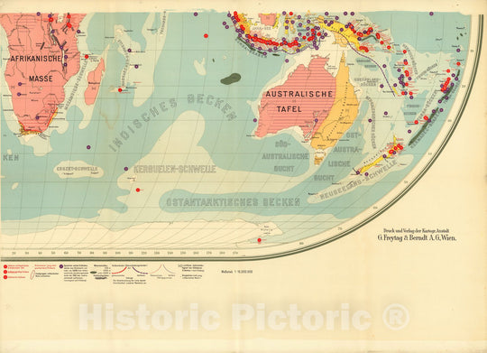 Historic Map : Tektonische schul wandkarte der erde (lower right sheet) 1926 - Vintage Wall Art