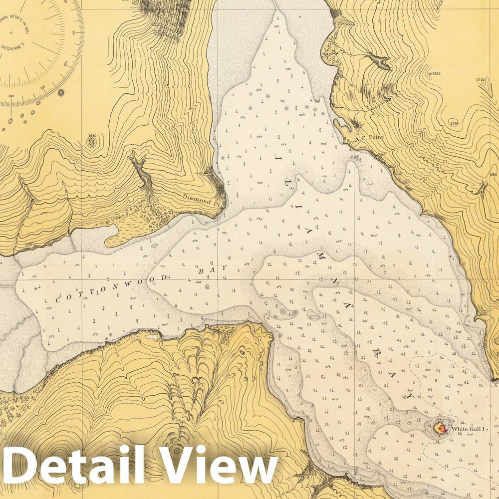 Historic Map : Alaska South - Coast : Iliamna Bay : Cook Inlet. U.S.C & G.S. 8665 1943 - Vintage Wall Art