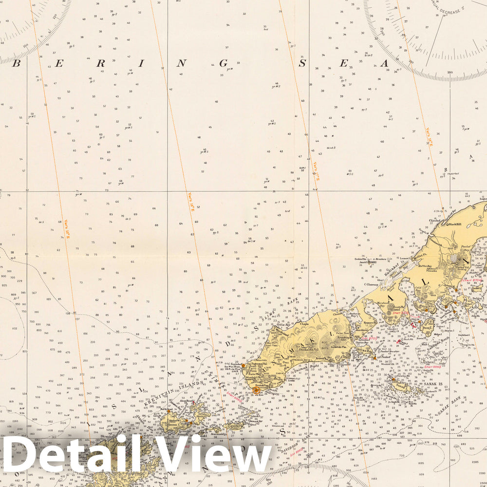 Historic Map : Alaska Peninsula and Aleutian Islands to Seguam Pass. U.S.C & G.S. 8802 1943 - Vintage Wall Art