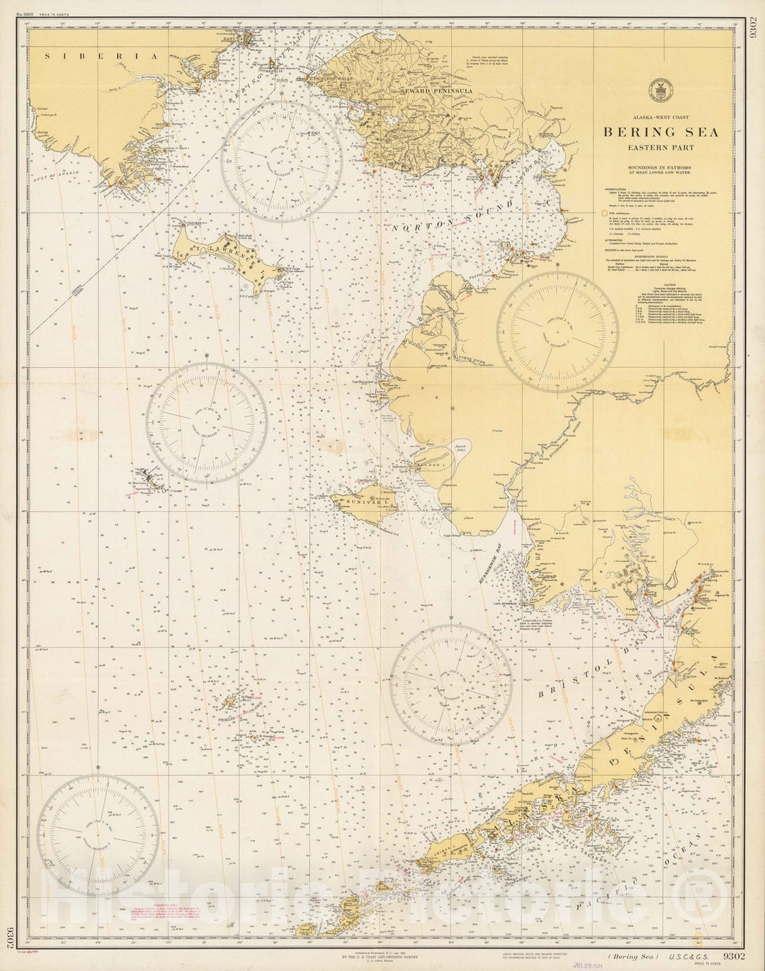Historic Map : Alaska - west coast, Bering Sea, eastern part. U.S.C. & G.S. 9302 1948 - Vintage Wall Art