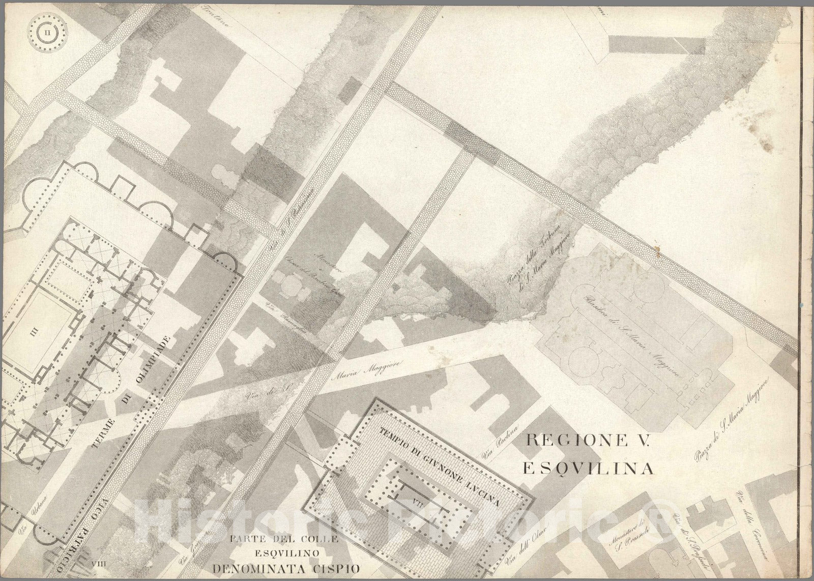 Historic Map : Italy , Rome (Italy), TAV V .B Pianta topografica della ...