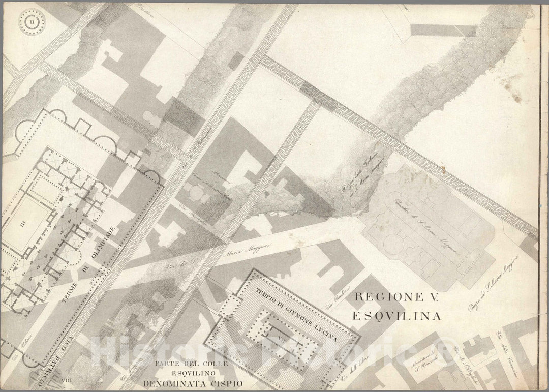 Historic Map : Italy , Rome (Italy), TAV V .B Pianta topografica della ...