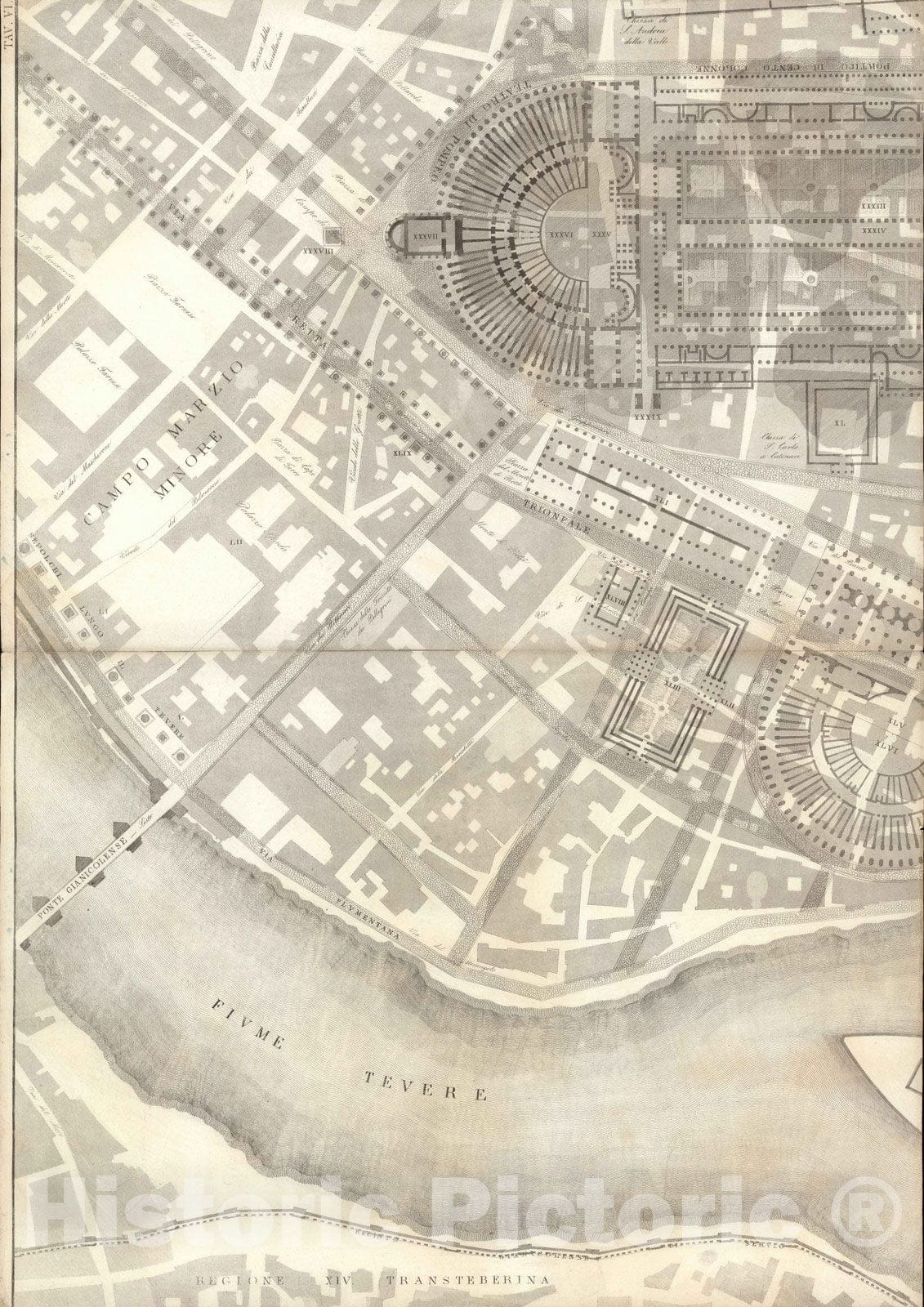 Historic Map : Italy , Rome (Italy), TAV VI .A-B Pianta topografica de ...