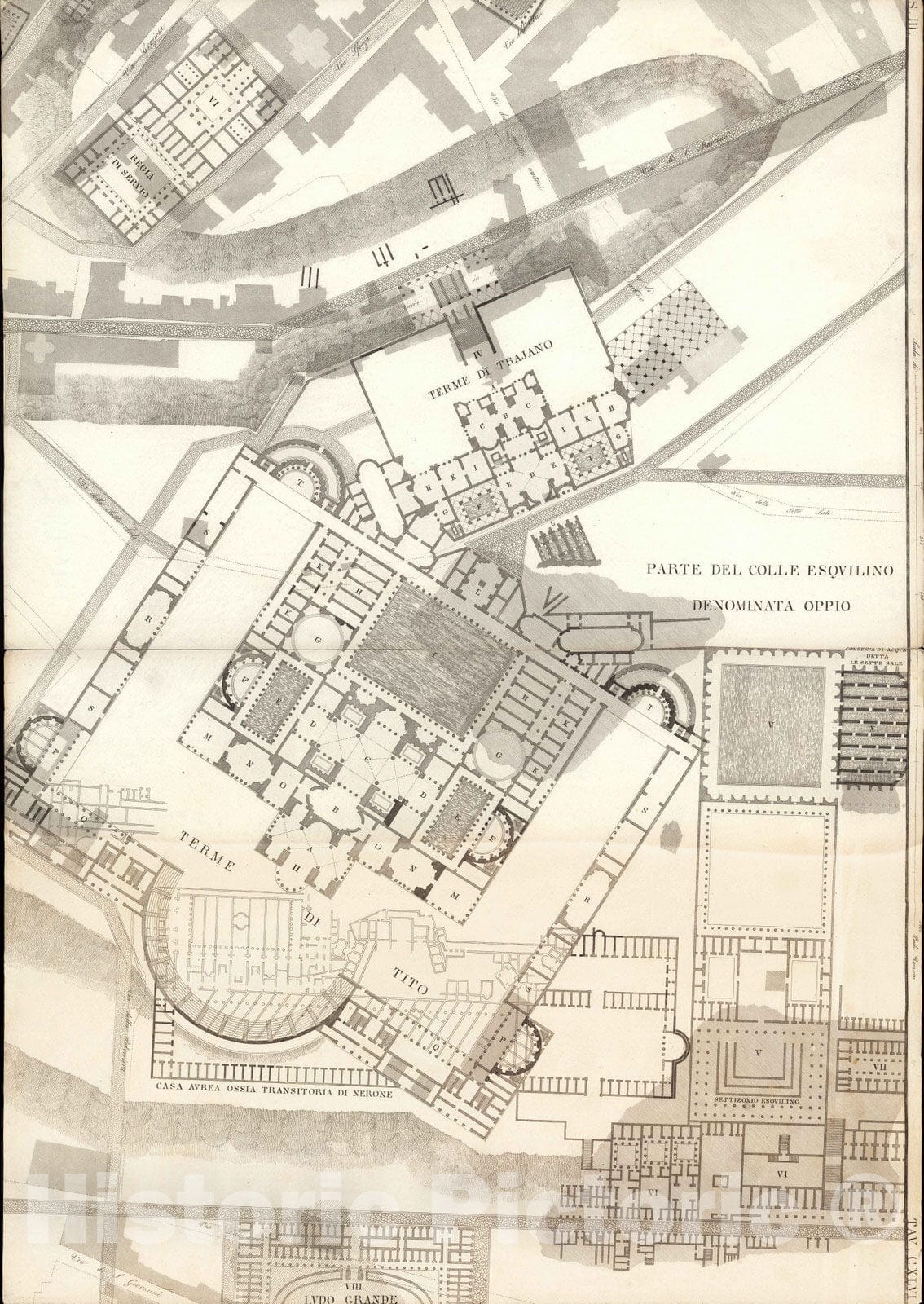 Historic Map : Italy , Rome (Italy), TAV X .A-B Pianta topografica del ...