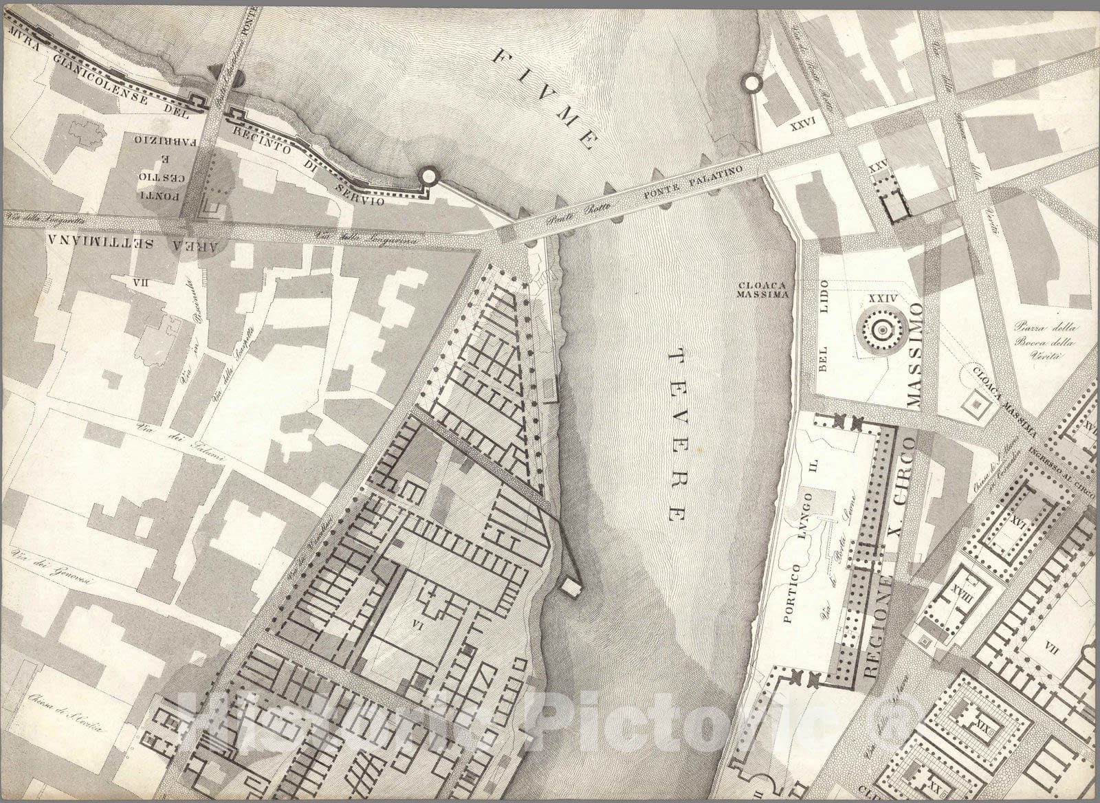 Historic Map : Italy , Rome (Italy), TAV XII .A Pianta topografica del ...