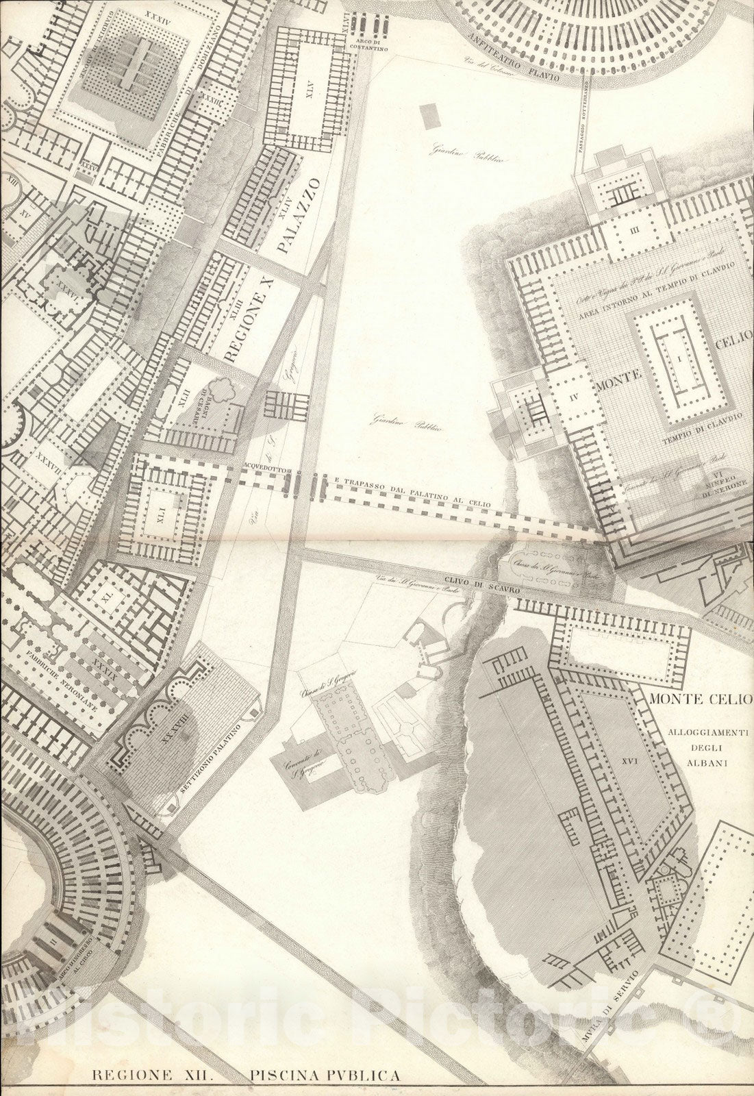 Historic Map : Italy , Rome (Italy), TAV XIV .A-B Pianta topografica d ...