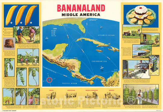 Historic Map : Bananaland : Middle America 1958 - Vintage Wall Art