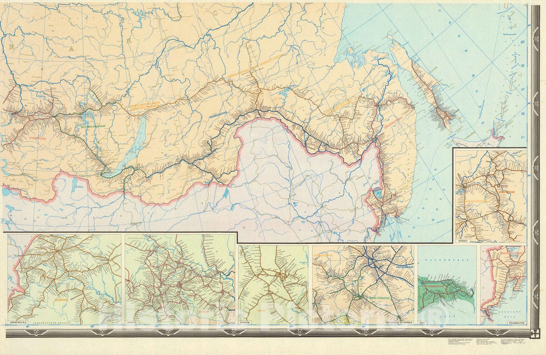 Historic Map : Russia, Skhema zheleznykh dorog Soiuza SSR. 1991 , Vintage Wall Art