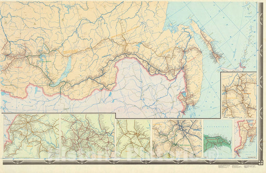 Historic Map : Russia, Skhema zheleznykh dorog Soiuza SSR. 1991 , Vintage Wall Art