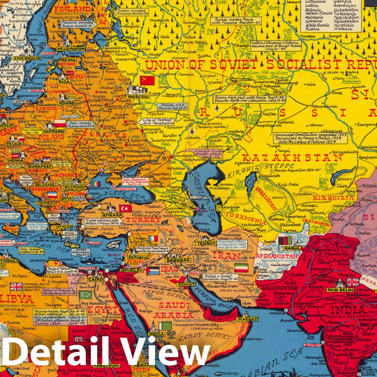 Historic Map : Dated events map of world conquests, 1945 - Vintage Wall Art