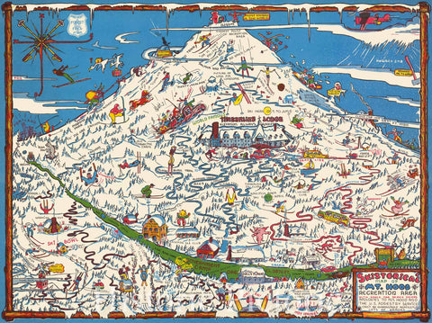 Historic Map : Skisterical map of Mt. Hood Recreation Area, 1939 - Vintage Wall Art