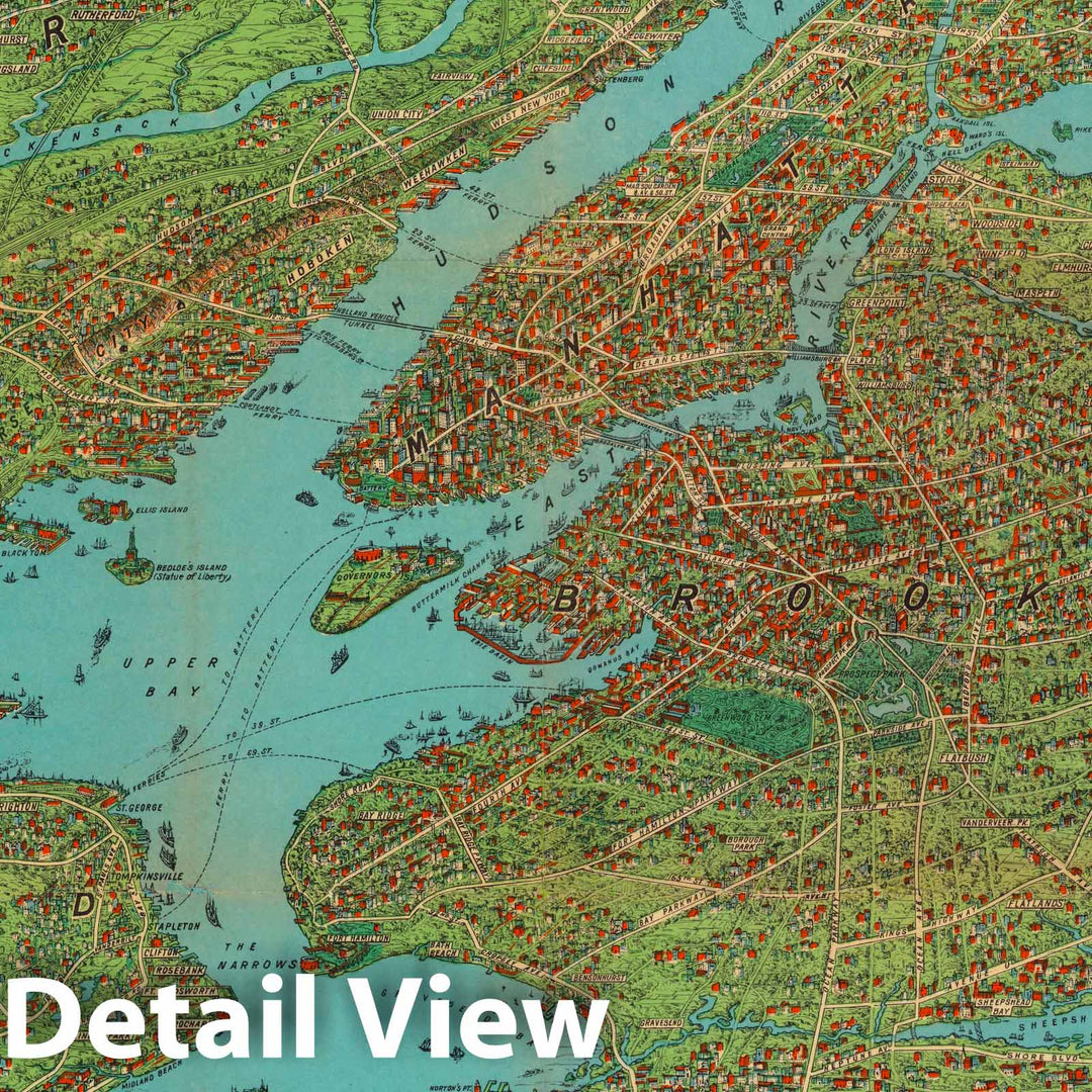 Historic Map : View of New York and vicinity showing good automobile roads 1925 - Vintage Wall Art