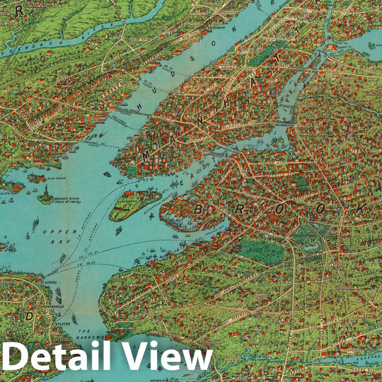 Historic Map : View of New York and vicinity showing good automobile roads 1925 - Vintage Wall Art