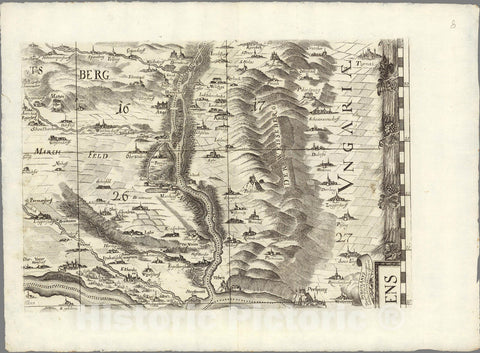 Historic Wall Map : Austria, Topographic map of lower Austria by Georg Matthaus Vischer, 8. Archiducatus Austriae inferioris 1697 , Vintage Wall Art