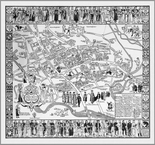 Historic Map : Map of Oxford's History, 1950 - Vintage Wall Art