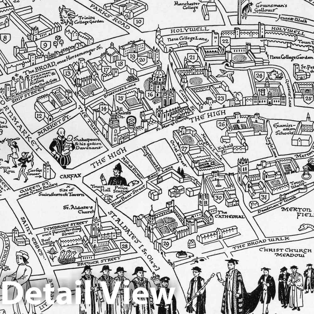Historic Map : Map of Oxford's History, 1950 - Vintage Wall Art