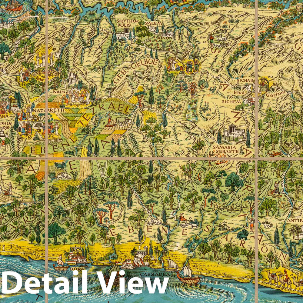 Historic Map : Palestine, Holy Land Land und Leben Des Herrn 1950 , Vintage Wall Art
