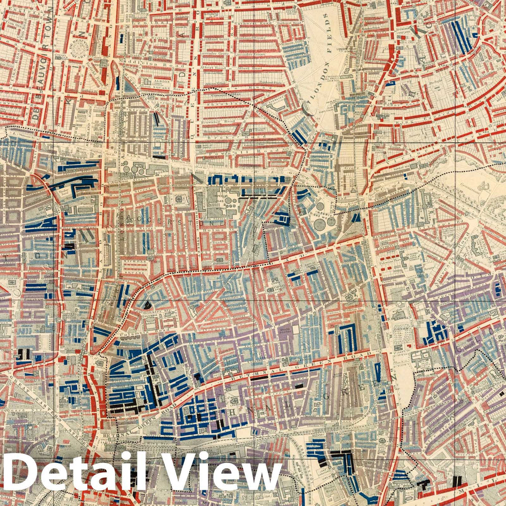 Historic Map : Descriptive map of London poverty. North-Eastern sheet, 1889 - Vintage Wall Art