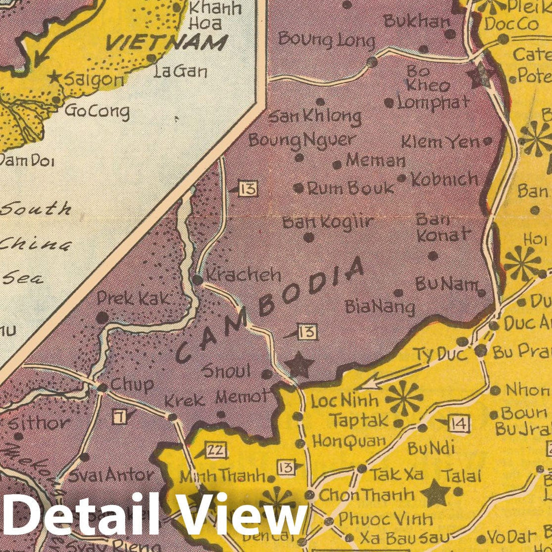 Historic Map - Newspaper Map, Face of Vietnam. 1965 - Vintage Wall Art