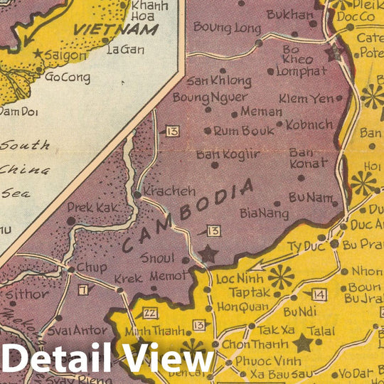 Historic Map - Newspaper Map, Face of Vietnam. 1965 - Vintage Wall Art
