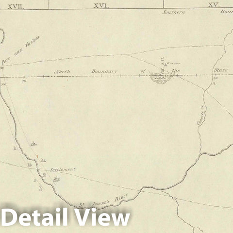 Historic Map : Northern Boundary Line Of The State Of Indiana, 1827, Vintage Wall Decor