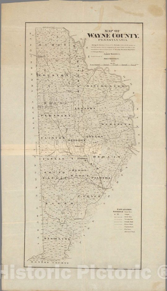 Historic Map : Map of Wayne County, Pennsylvania, 1872 - Vintage Wall Art