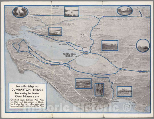 Historic Map : Pocket Map, Dumbarton Bridge 1930 - Vintage Wall Art