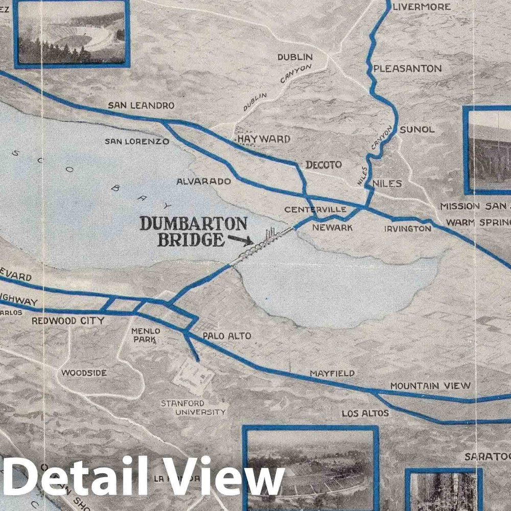 Historic Map : Pocket Map, Dumbarton Bridge 1930 - Vintage Wall Art