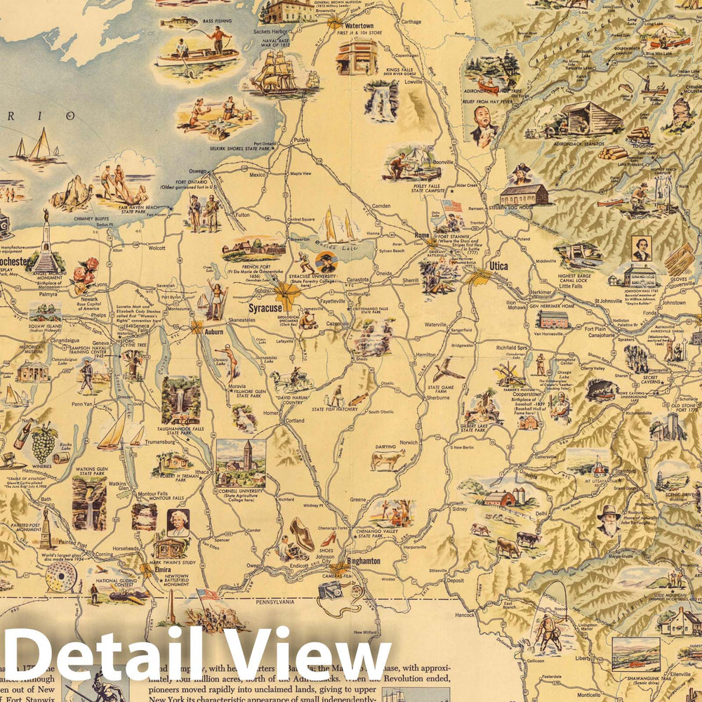 Historic Wall Map : New York,The Empire State. A Pictorial Map, 1946 - Vintage Wall Art