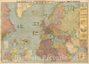 Historic Map - The European - North Atlantic - North Africa - Middle East Theaters of World War II. (In Japanese). 1940, Historic Map - Vintage Wall Art