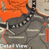 Historic Map : Azerbaijan and Iran. 1945 - Vintage Wall Art
