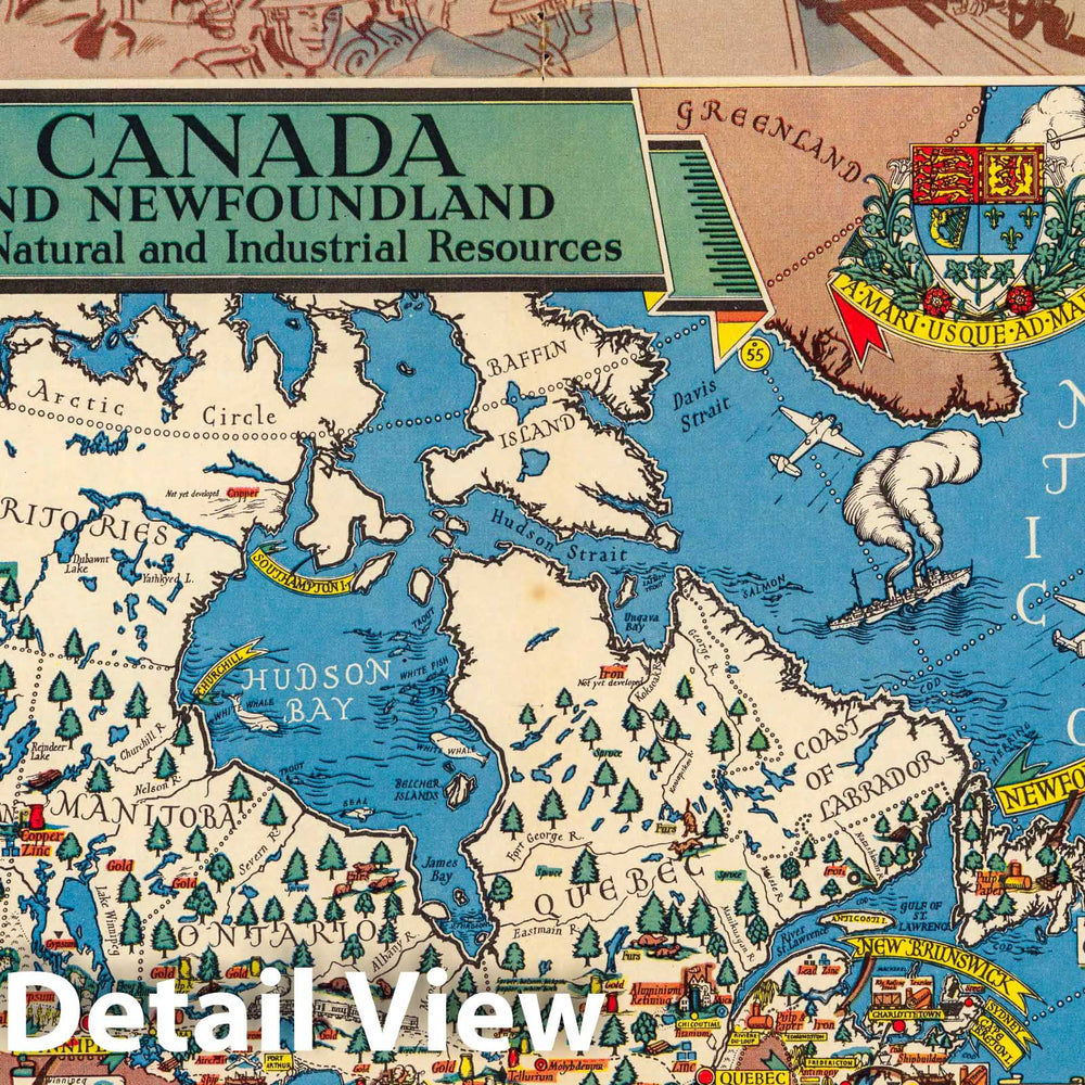 Historic Map : Canada and Newfoundland : Their natural and industrial resources, 1945, Vintage Wall Decor