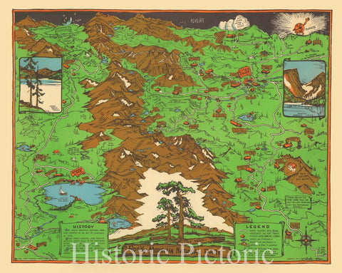 Historic Map : Rocky Mountain National Park, Grand Lake, Estes Park 1938 - Vintage Wall Art