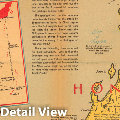 Historic Map : U.S. sea and air power trained on Japan home land 1944 - Vintage Wall Art