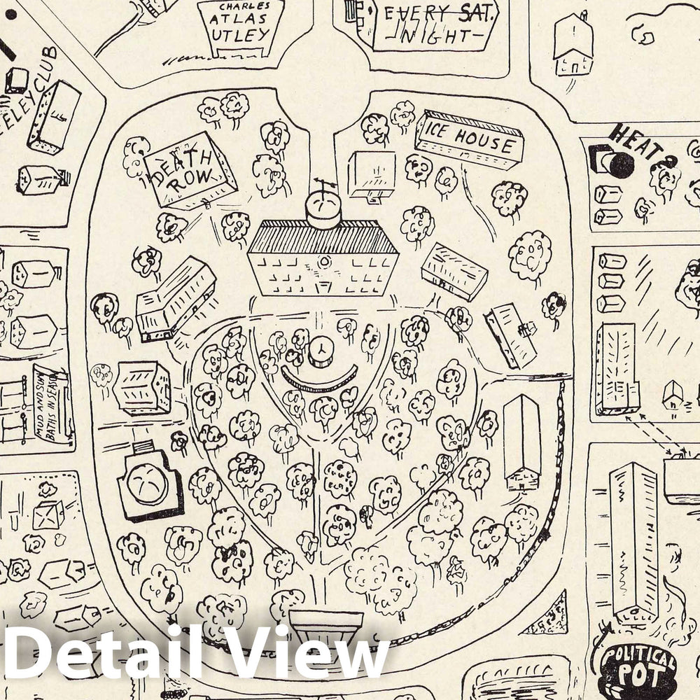Historic Map : Buzzard's eye view of Wake Forest 1937 - Vintage Wall Art
