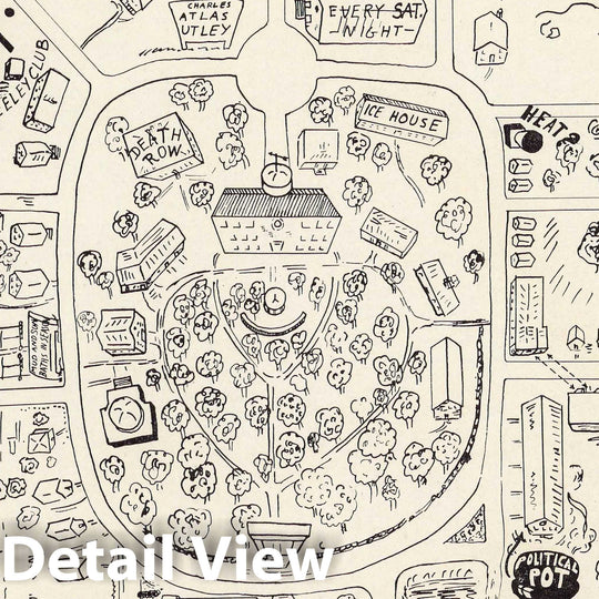 Historic Map : Buzzard's eye view of Wake Forest 1937 - Vintage Wall Art