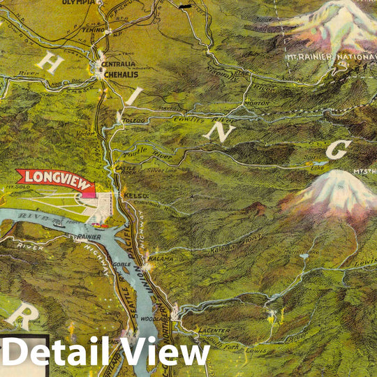 Historic Map : Longview, Washington : the city practical that vision built 1923 - Vintage Wall Art