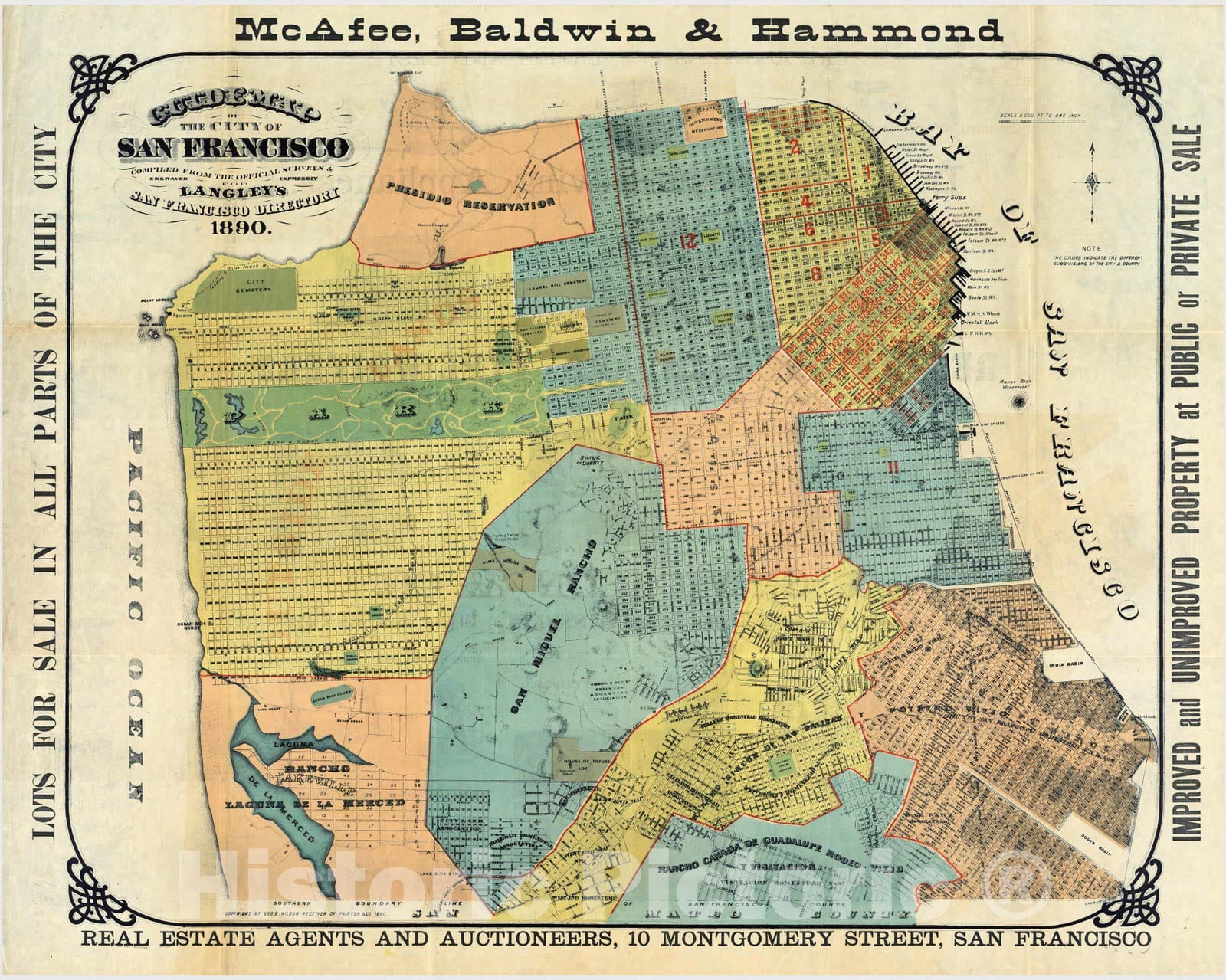 Historic Map : San Francisco (Calif), California, San Francisco. 1890 , Vintage Wall Art