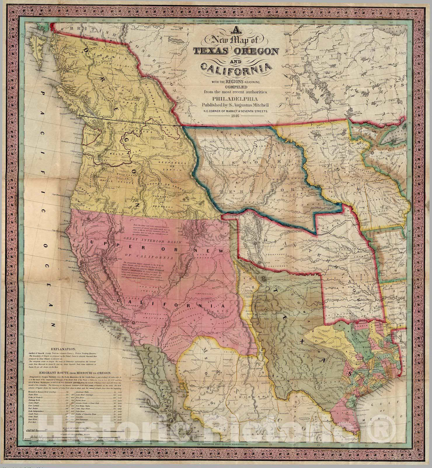 Historic Map : A New Map of Texas Oregon and California With The Regions Adjoining, 1846 v1