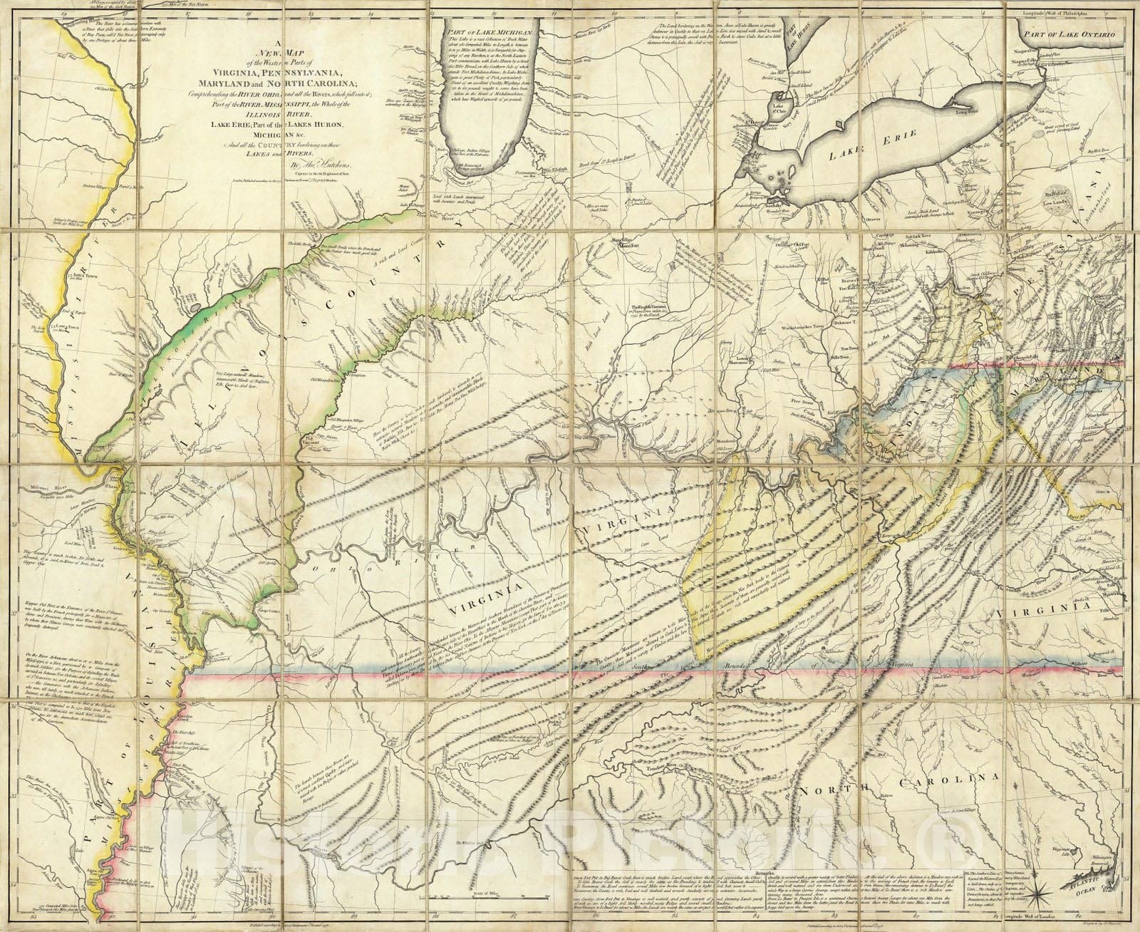 Historic Map : Case Map, The Western Parts of Virginia, Pennsylvania, Maryland and North Carolina. 1778 - Vintage Wall Art