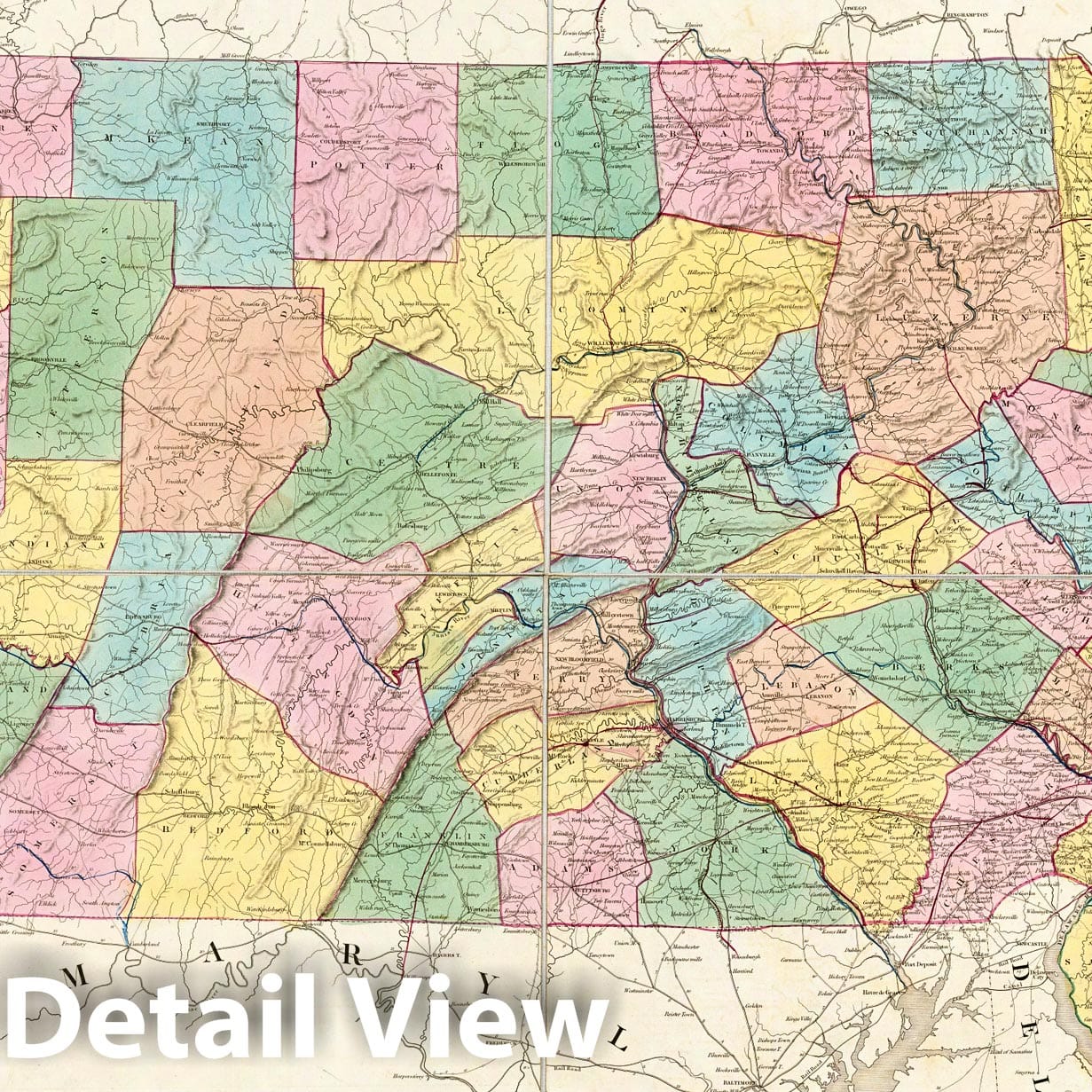 Historic Wall Map : Map of New Jersey And Pennsylvania, 1839 - Vintage Wall Art