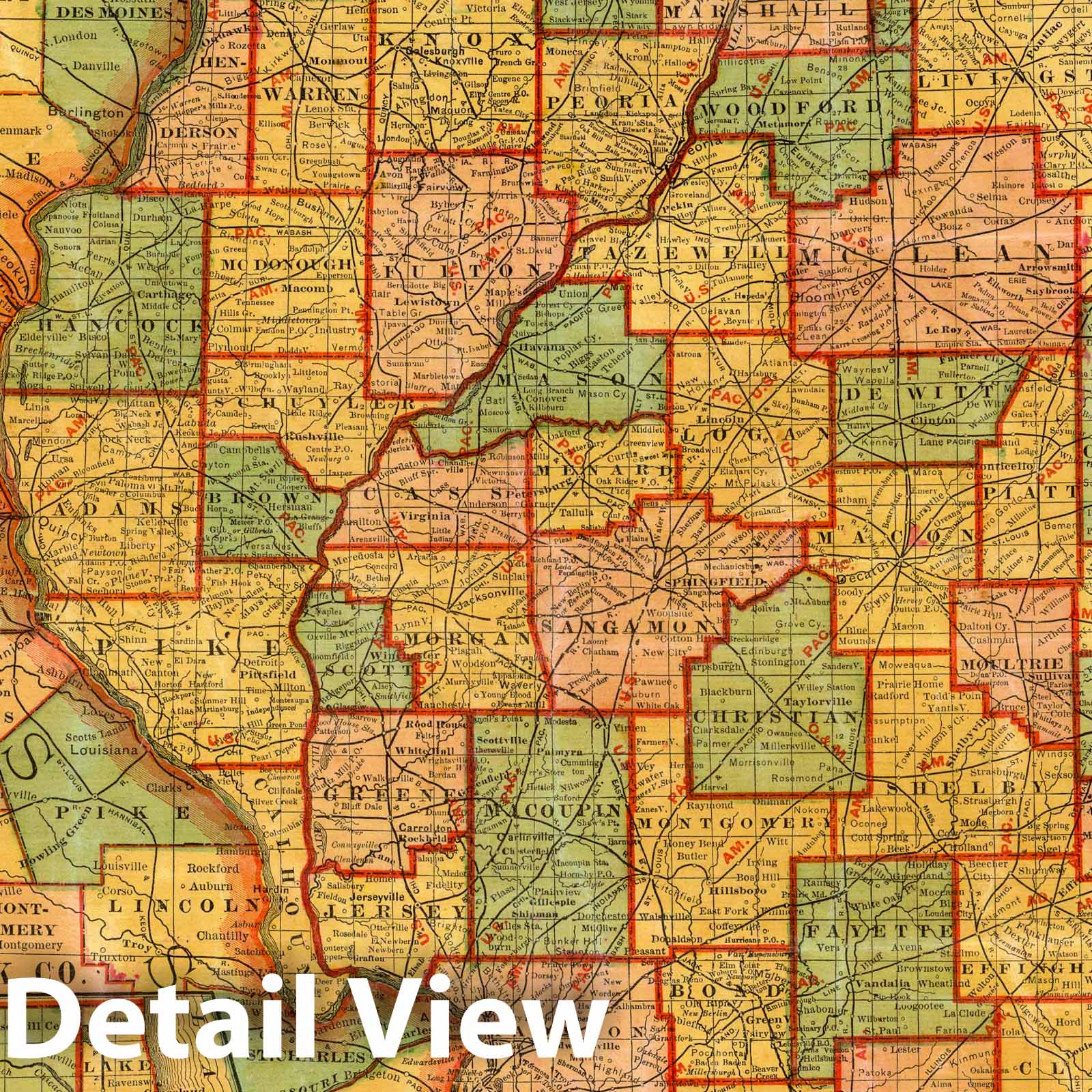 Historic Map : Illinois. 1883 - Vintage Wall Art