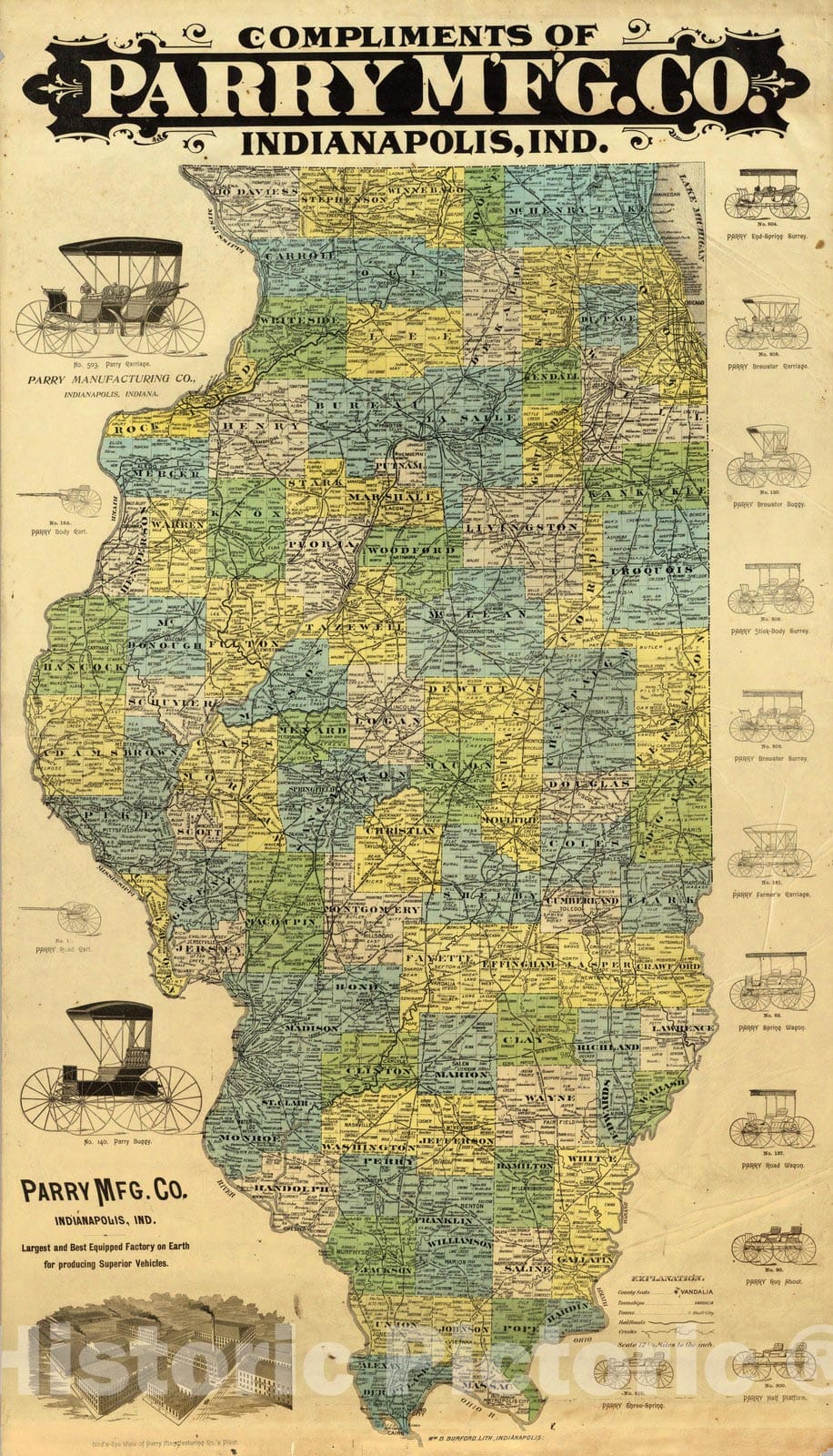 Historic Map : Map of Illinois, 1880 - Vintage Wall Art
