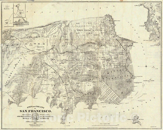 Historic Map : City And County of San Francisco. 1861 - Vintage Wall Art