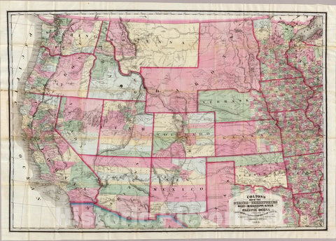 Historic Map : Colton's Map of The States And Territories West of The Mississippi River, 1864 - Vintage Wall Art