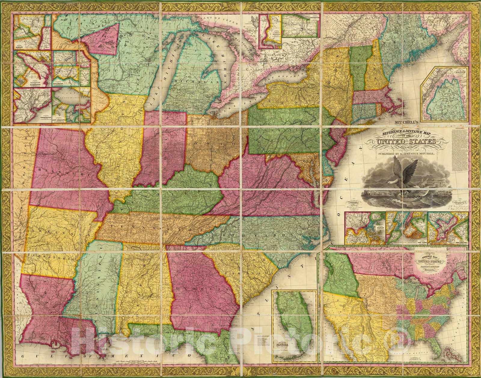 Historic Map : Mitchell's Reference & Distance Map of The United States, 1834 v1
