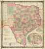 Historic Map : J. De Cordova's Map of The State of Texas, 1867 - Vintage Wall Art