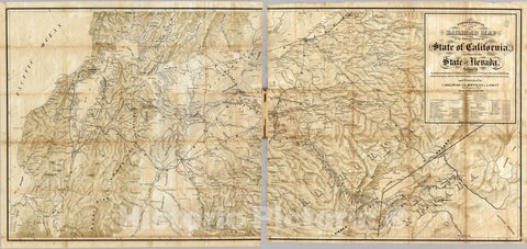 Historic Map : Pocket Map, The Central Part of the State of California. 1865 - Vintage Wall Art