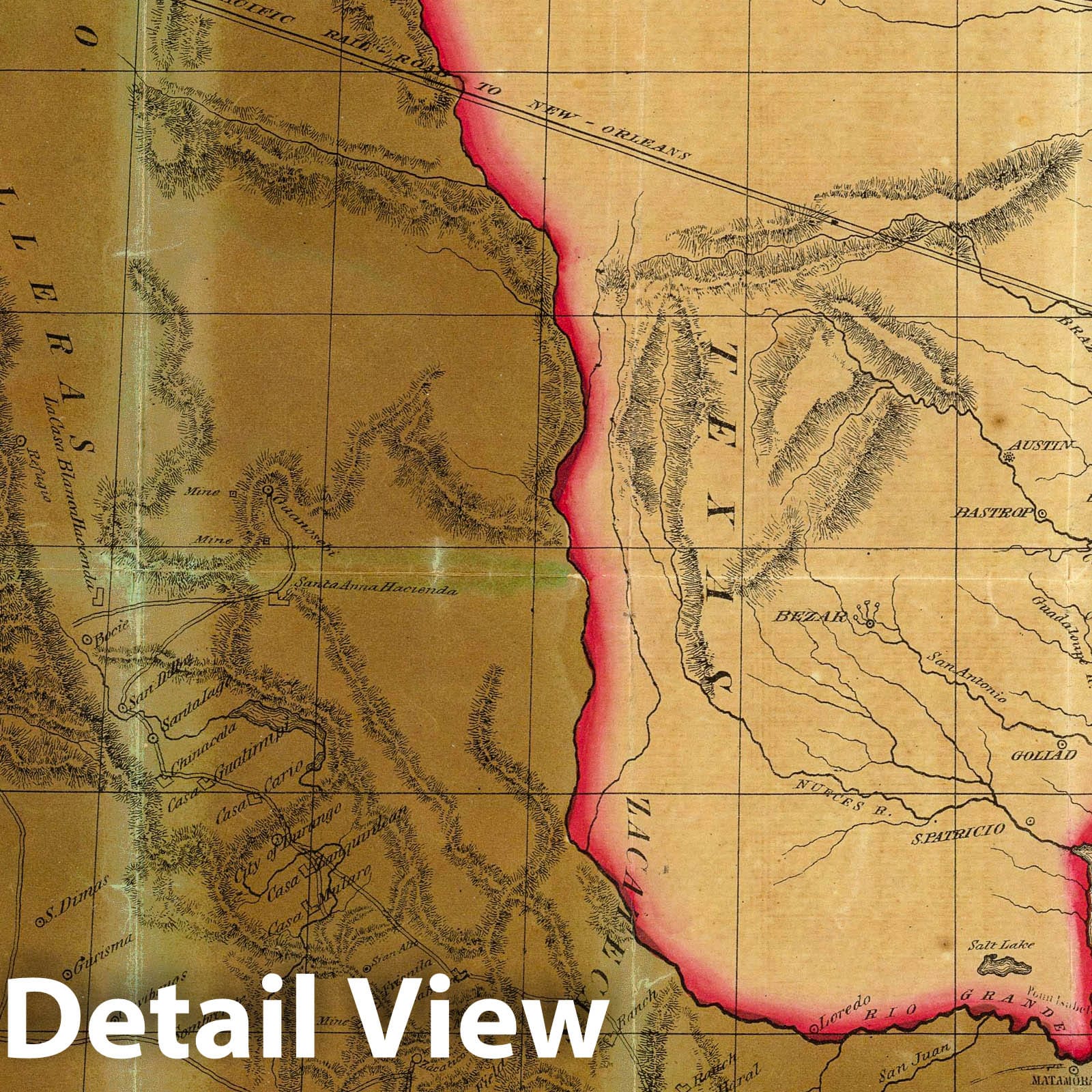 Historic Map : Map of Mexico Showing the Seat of War, 1846 - Vintage Wall Art