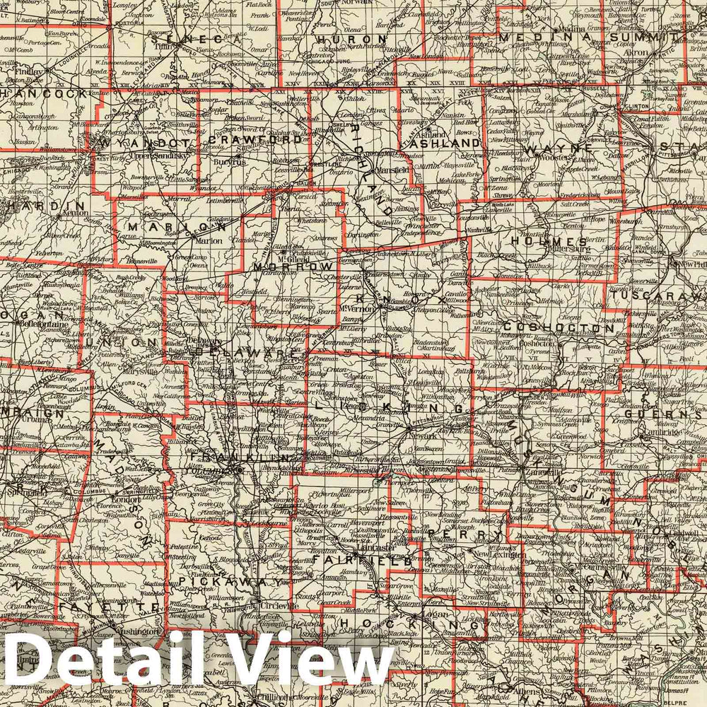 Historic Map : Department of The Interior General Land office Map - State of Ohio. 1878 - Vintage Wall Art